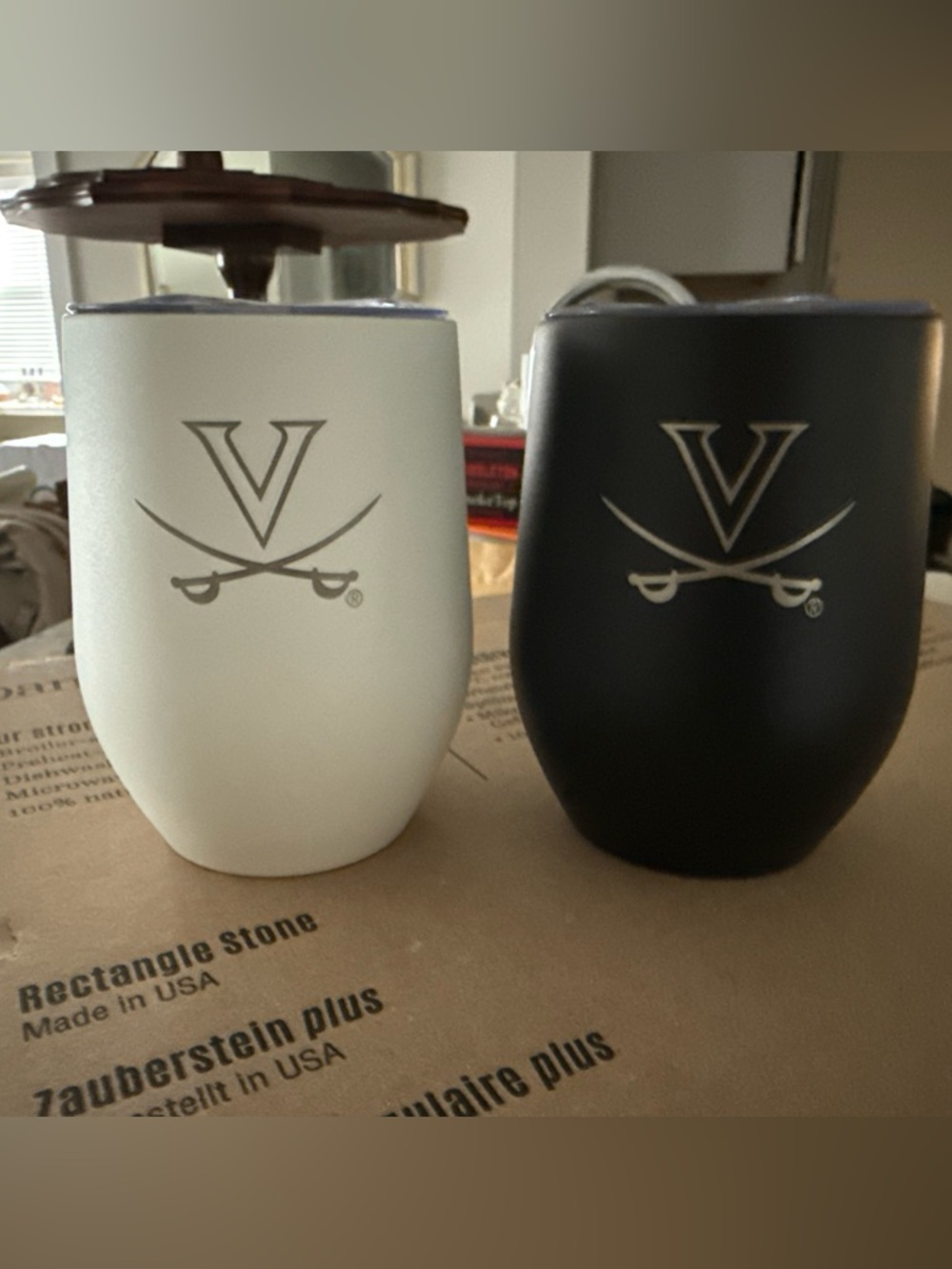 University of Virginia UVA Cavalier Logo Wine Tumblers - Black & White